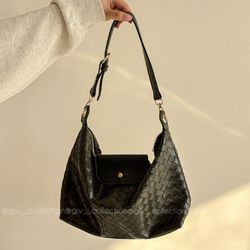 کیف لانگ شمپ چرم حصیری