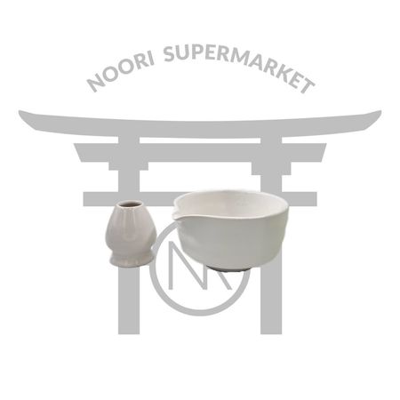 ست کاسه و هولدر ماچا رنگ سفید