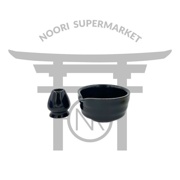 ست کاسه و هولدر ماچا رنگ مشکی