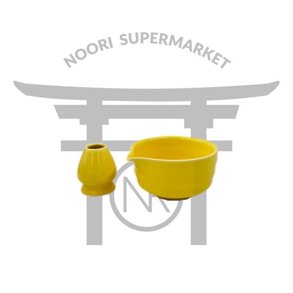 کاسه و هولدر ماچا رنگ زرد