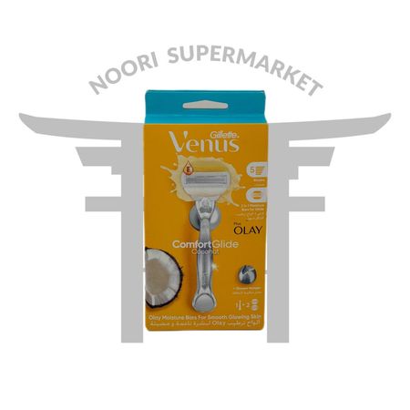 خودتراش زنانه 5 لبه ژیلت ونوس اولای نارگیل با 2 تیغ یدک – Gillette Venus ComfortGlide Coconut + Olay