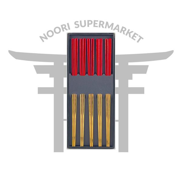 چاپستیک استیل رنگ قرمز طلایی یک جفت