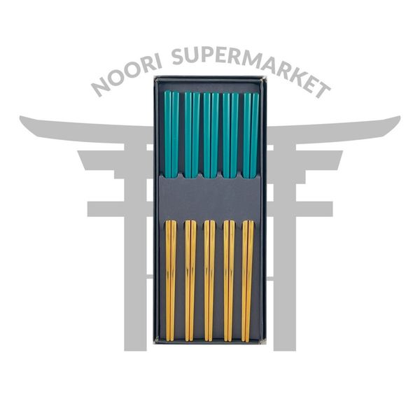 چاپستیک استیل سبز طلایی یک جفت