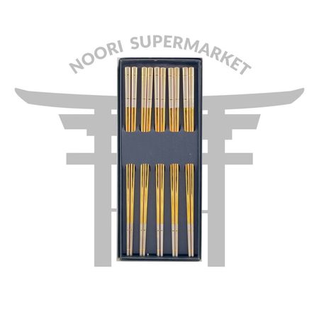 چاپستیک استیل طلایی دو رنگ یک جفت