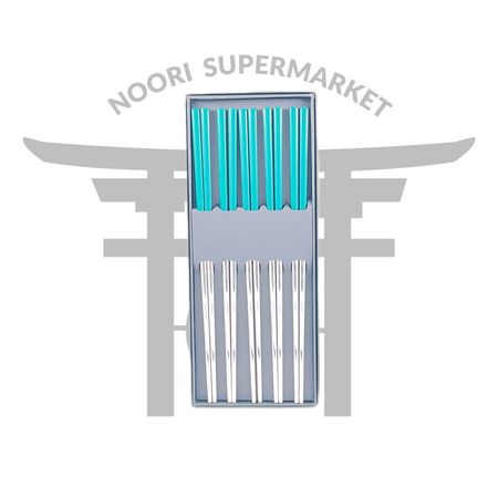 چاپستیک سبز استیل یک جفت