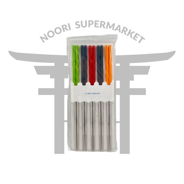 چاپستیک استیل 5 رنگ 22 سانت