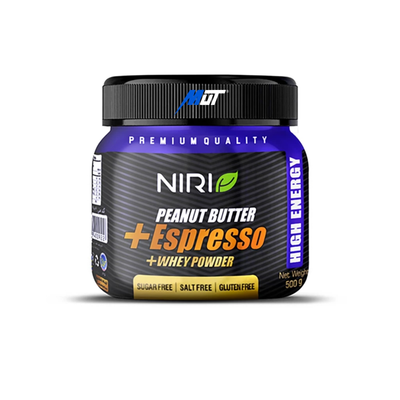 کره بادام زمینی با پروتئین آب پنیر و قهوه نیری - 500 گرم