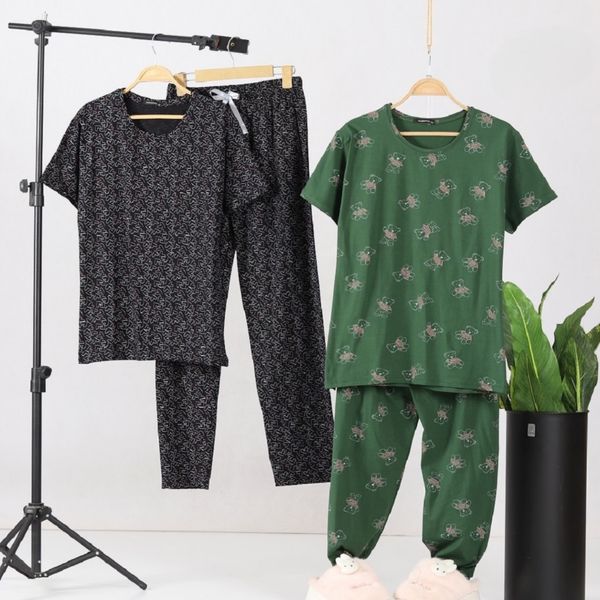 ست تیشرت و شلوار زنانه برند Attractive طرح قو مشکی (نخ پنبه - قرمز)