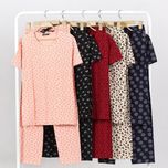 ست تیشرت و شلوار زنانه برند Attractive طرح گل لاله (نخ پنبه - رنگ سرمه‌ای)