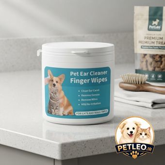 دستمال مرطوب انگشتی تمیزکننده گوش سگ و گربه (Pet Ear Cleaner Finger Wipes) | بسته 50 عددی