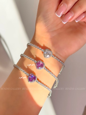 دستبند تنیسی با نگین قلب