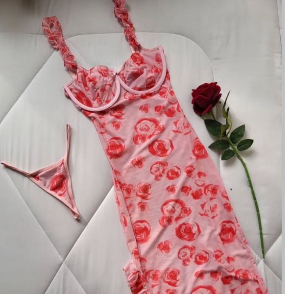 لباس خواب بلند فنر دار دو تیکه