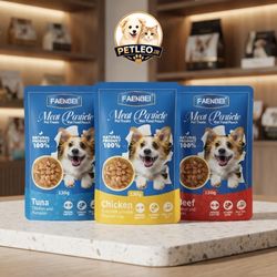 پک پوچ سگ FAENBEI مجموعه 3 طعم مختلف 390 گرم