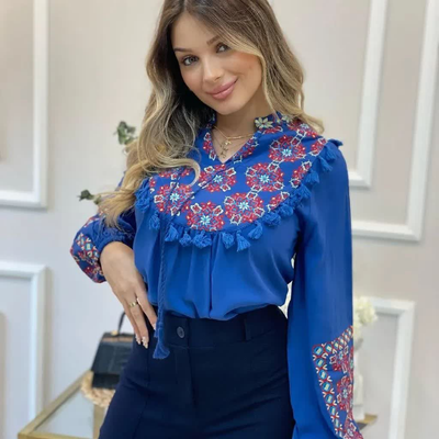 شومیز گلدوزی هندسی کد 115