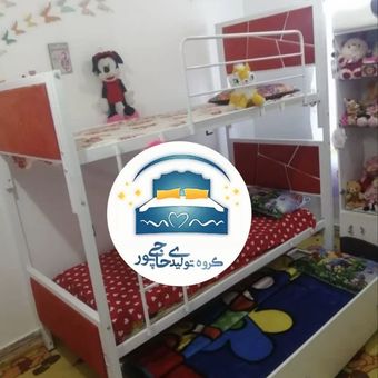 تخت دو طبقه (مهماندار )  سه نفره کودک کد - 17