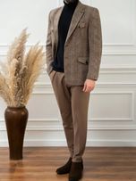 کـت پشمی قهوه ای خط زرد c215
