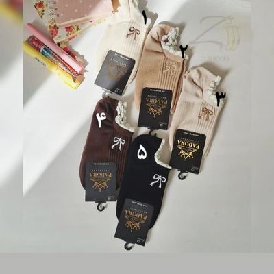 جوراب کبریتی لبه دالبری گلدوزی پاپیون