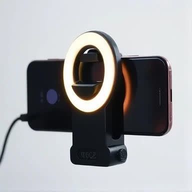 رینگ لایت گیره‌ای موبایل چند رنگ | بهترین نورپردازی سلفی و لایو استریم | شارژ مجدد USB و نصب آسان