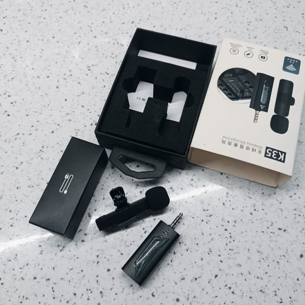 میکروفون بیسیم یقهای K35 با گیرنده جک 3.5 میلیمتری – مناسب موبایل و کامپیوتر