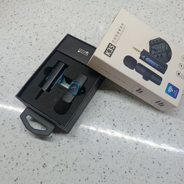 میکروفون بیسیم یقهای K35 با گیرنده جک 3.5 میلیمتری – مناسب موبایل و کامپیوتر