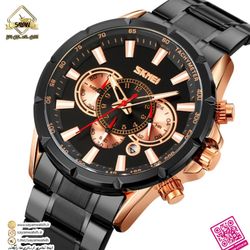 ساعت مردانه اسکمی مدل 9241 | کرنوگراف حرفه‌ای با بند استیل زرگلد