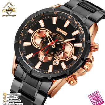 ساعت مردانه اسکمی مدل 9241 | کرنوگراف حرفه‌ای با بند استیل زرگلد