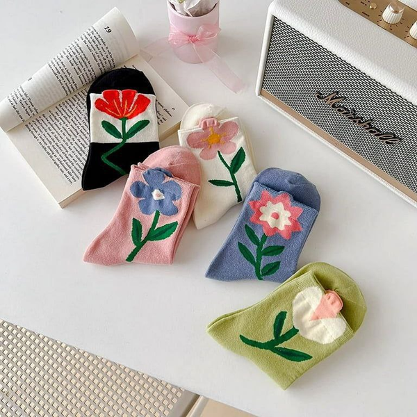 جوراب طرح گل بوکله