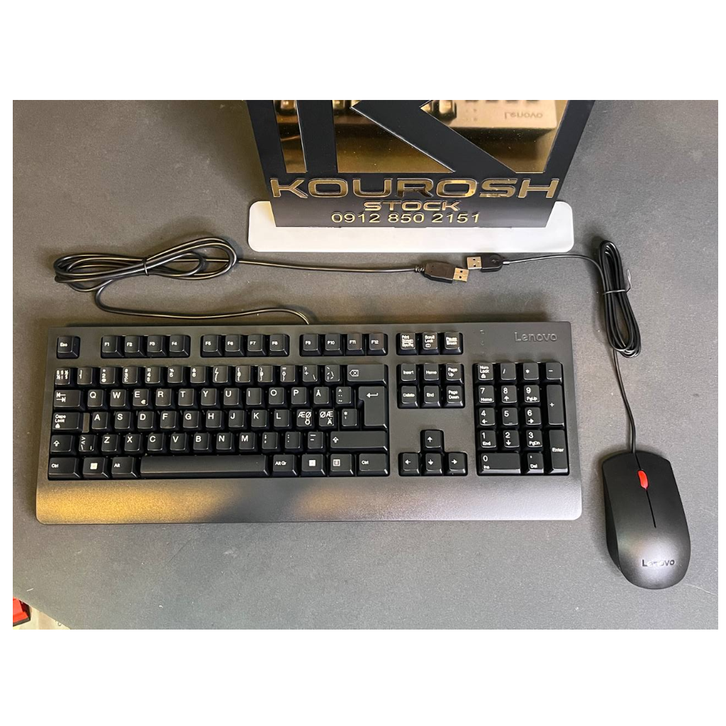 کیبورد لنوو با سیم مدل Lenovo SK-8827 همراه با موس LENOVO MOJUUO