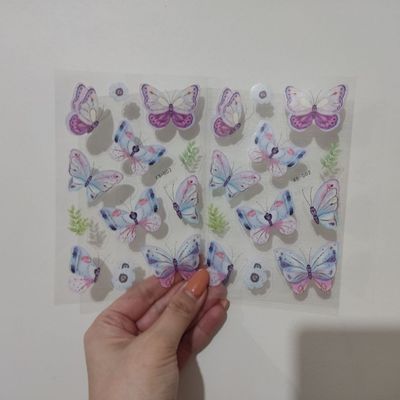 استیکر شفاف پروانه و گل