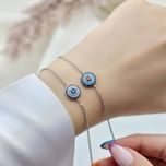 دستبند نقره زنانه طرح چشم نظر