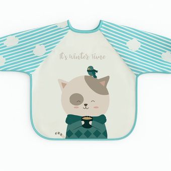 پیشبند آستین دار مخمل ضد آب طرح گربه