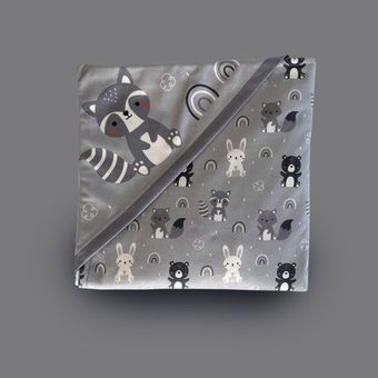 پتو دورپیچ چاپی  مخمل کلاه دار چهارفصل طرح راکن