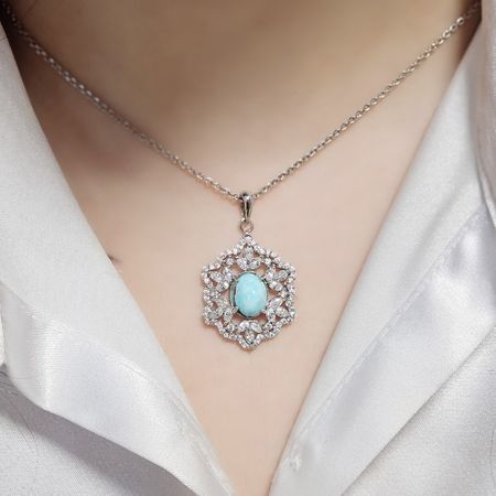 مدال نقره زنانه با سنگ فیروزه کد 8