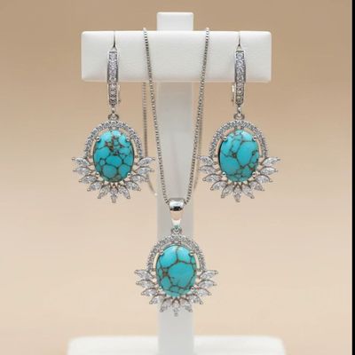 نیم ست مجلسی نقره و فیروزه