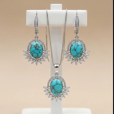 نیم ست مجلسی نقره و فیروزه