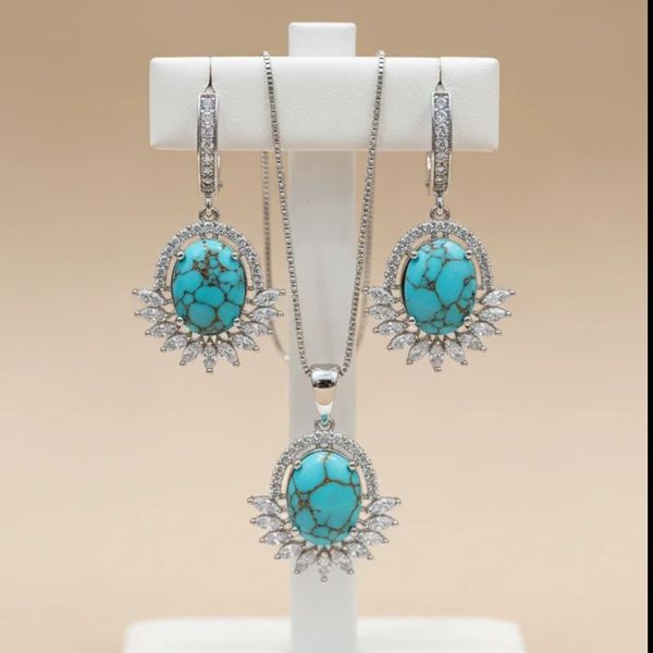 نیم ست مجلسی نقره و فیروزه