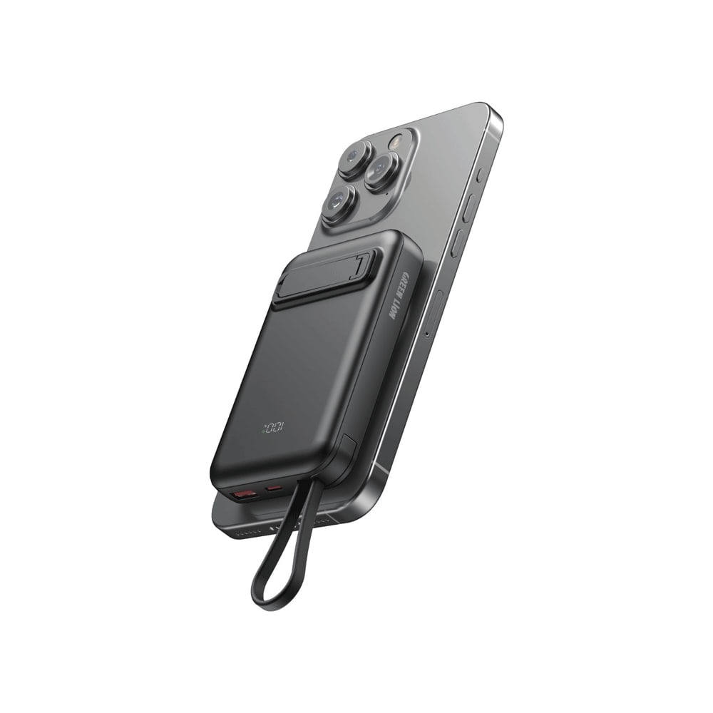 پاوربانک وایرلس 10000 مگ سیف گرین لاین Green Lion DXB MagSafe GNDXBMG10KSL توان 22.5 وات