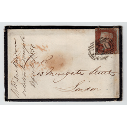 پاکت نامه کلاسیک بریتانیا با تمبر پنی قرمز بدون دندانه 1850 میلادی