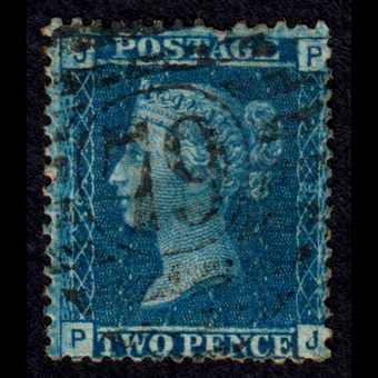 تمبر پنی آبی Pence blue بریتانیا 1858 میلادی