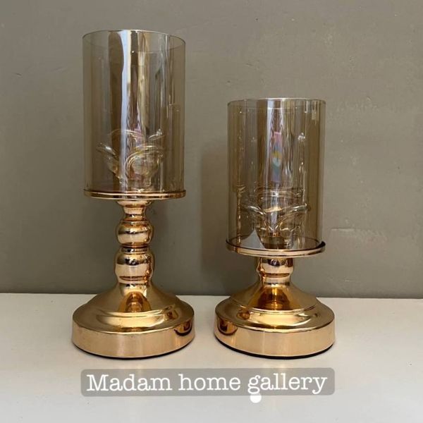 ست شمعدان غنچه گل حباب دار فلزی