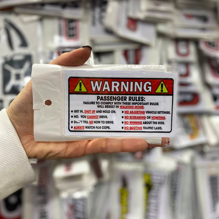 استیکر PVC طرح PASSENGER RULES قرمز
