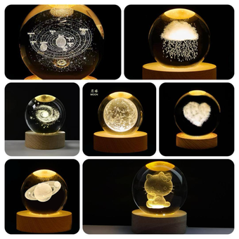 چراغ خواب مدل گوی کریستالی قطر 6 سانتی (گوی شیشه ای)