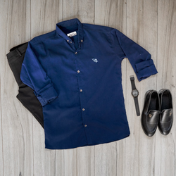 پیراهن مردانه سرمه ای مدل VQ ویژه