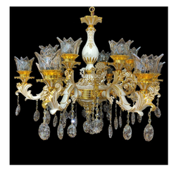 لوستر فرانسوی آرامیس بزرگ 12 شعله تمام برنز سفید طلا