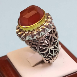 انگشتر عقیق رکاب برگ