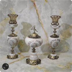 ست شمعدان و شکلات خوری برنز سرامیکی