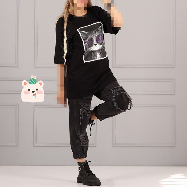 تیشرت لانگ freak cat