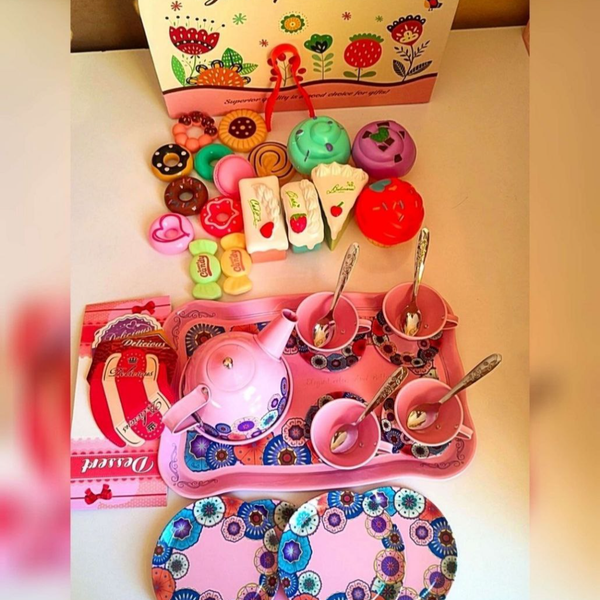 ست ظروف خاله بازی فلزی مدل چای خوری