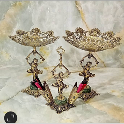 ست سه تکه رو میزی پذیرایی برنز پایه سنگی