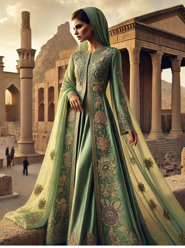 تن پوش فاخر سبز درباری